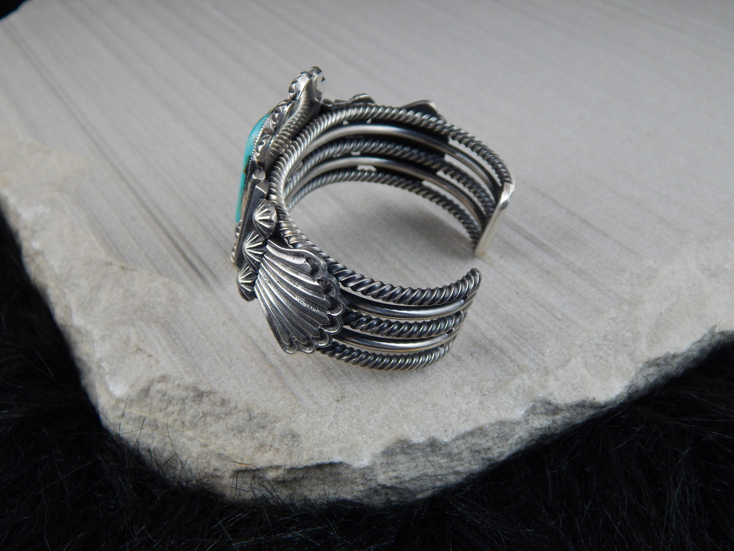 Navajo Turquoise & Sterling Silver Bracelet - Leon Martinez - High Lonesome Trading