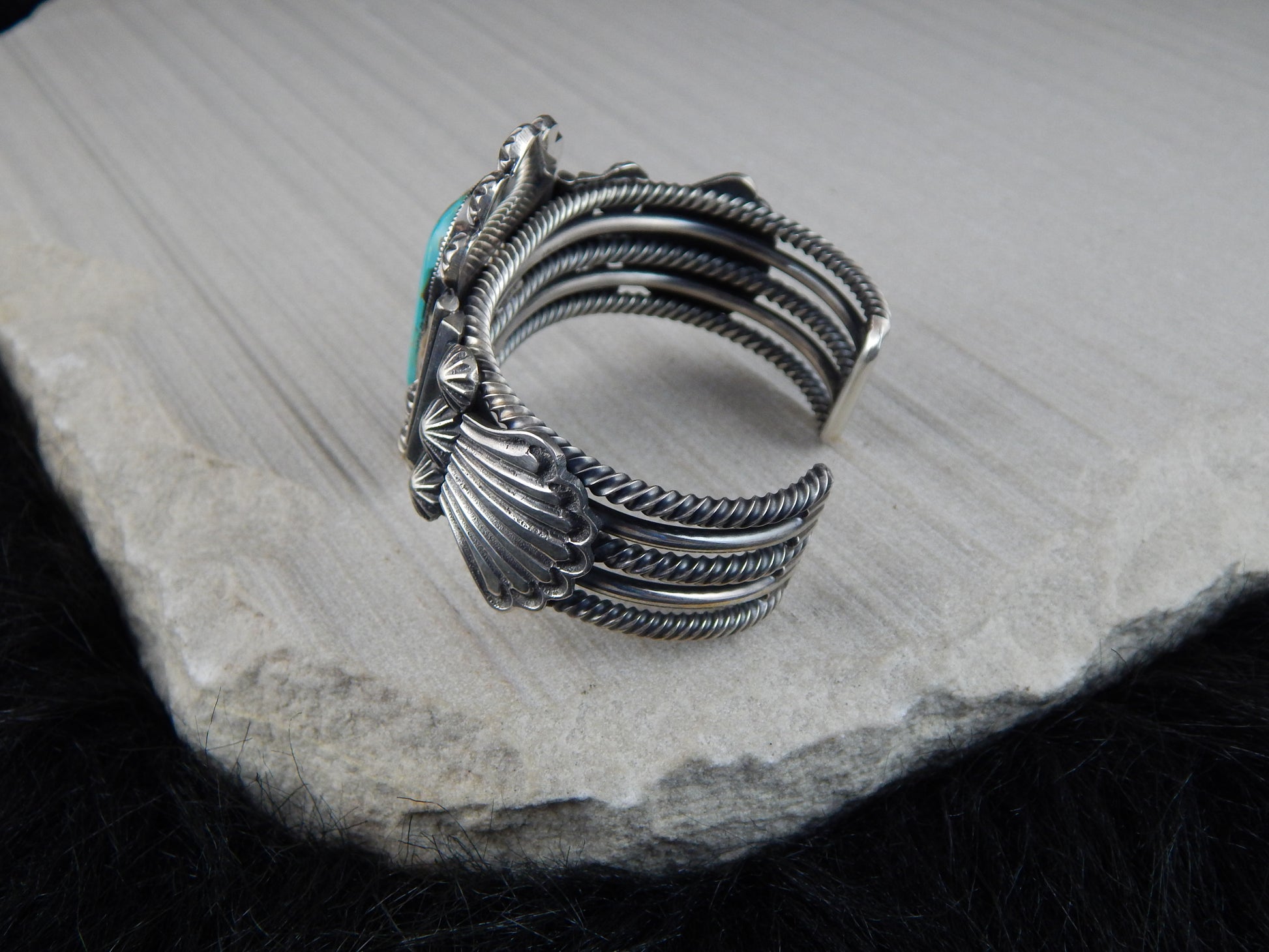 Navajo Turquoise & Sterling Silver Bracelet - Leon Martinez - High Lonesome Trading