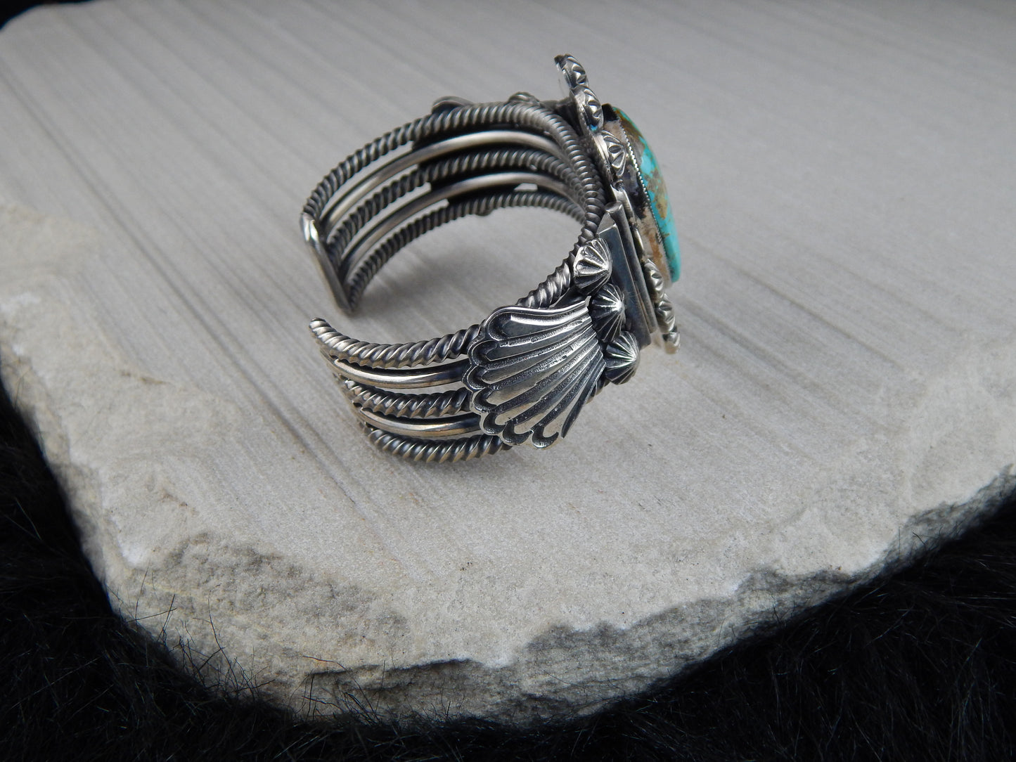 Navajo Turquoise & Sterling Silver Bracelet - Leon Martinez - High Lonesome Trading