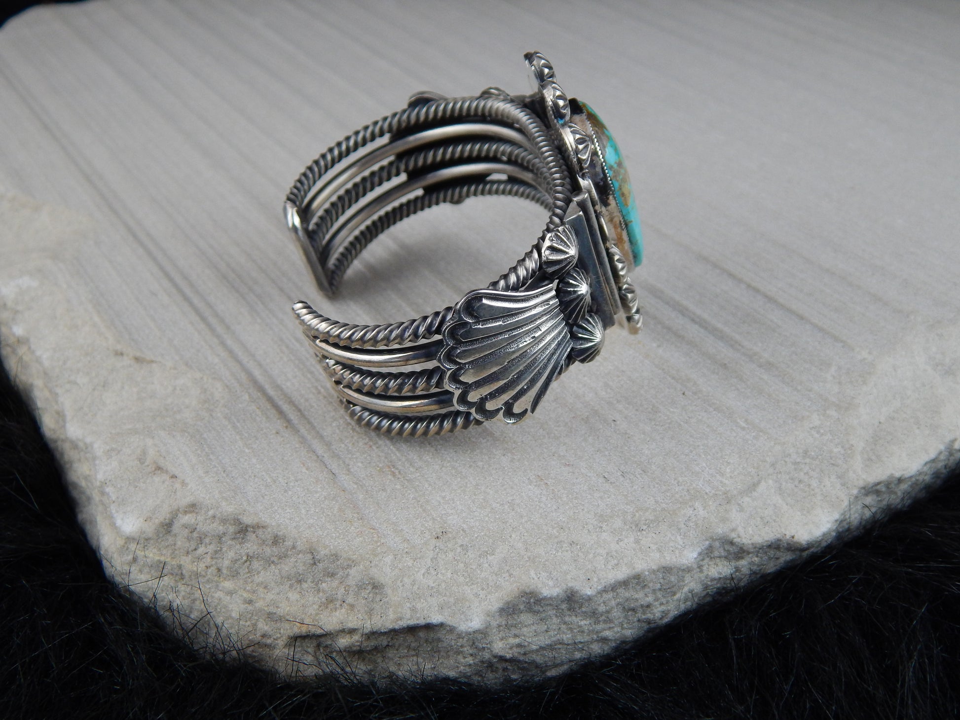 Navajo Turquoise & Sterling Silver Bracelet - Leon Martinez - High Lonesome Trading