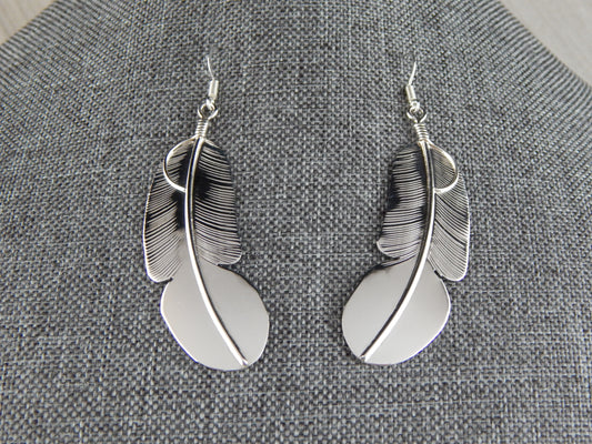 Navajo Sterling Silver Earrings - Chester Charley - High Lonesome Trading