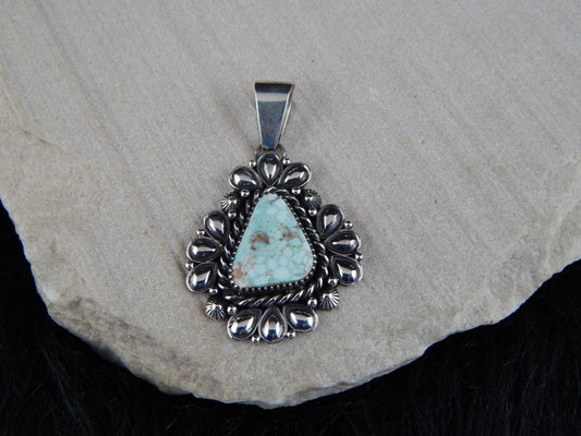 Navajo Sterling Silver & Turquoise Pendant - Derrick Gordon - High Lonesome Trading