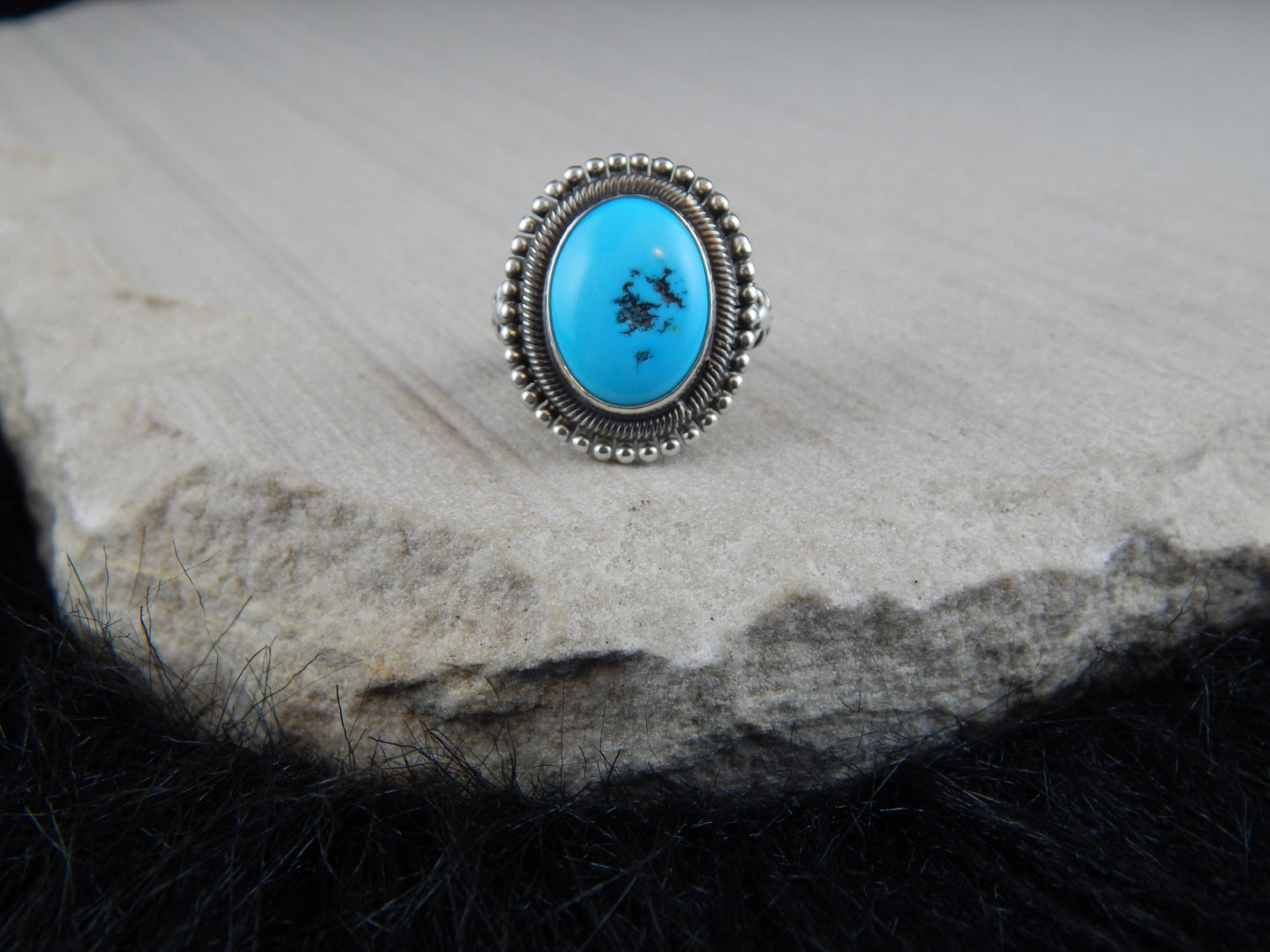 Navajo Turquoise & Sterling Silver Ring - Gloria Begay - High Lonesome Trading