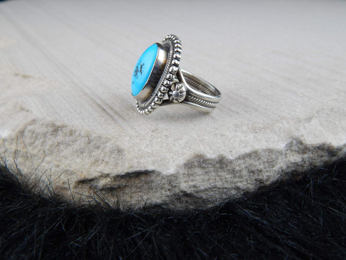 Navajo Turquoise & Sterling Silver Ring - Gloria Begay - High Lonesome Trading