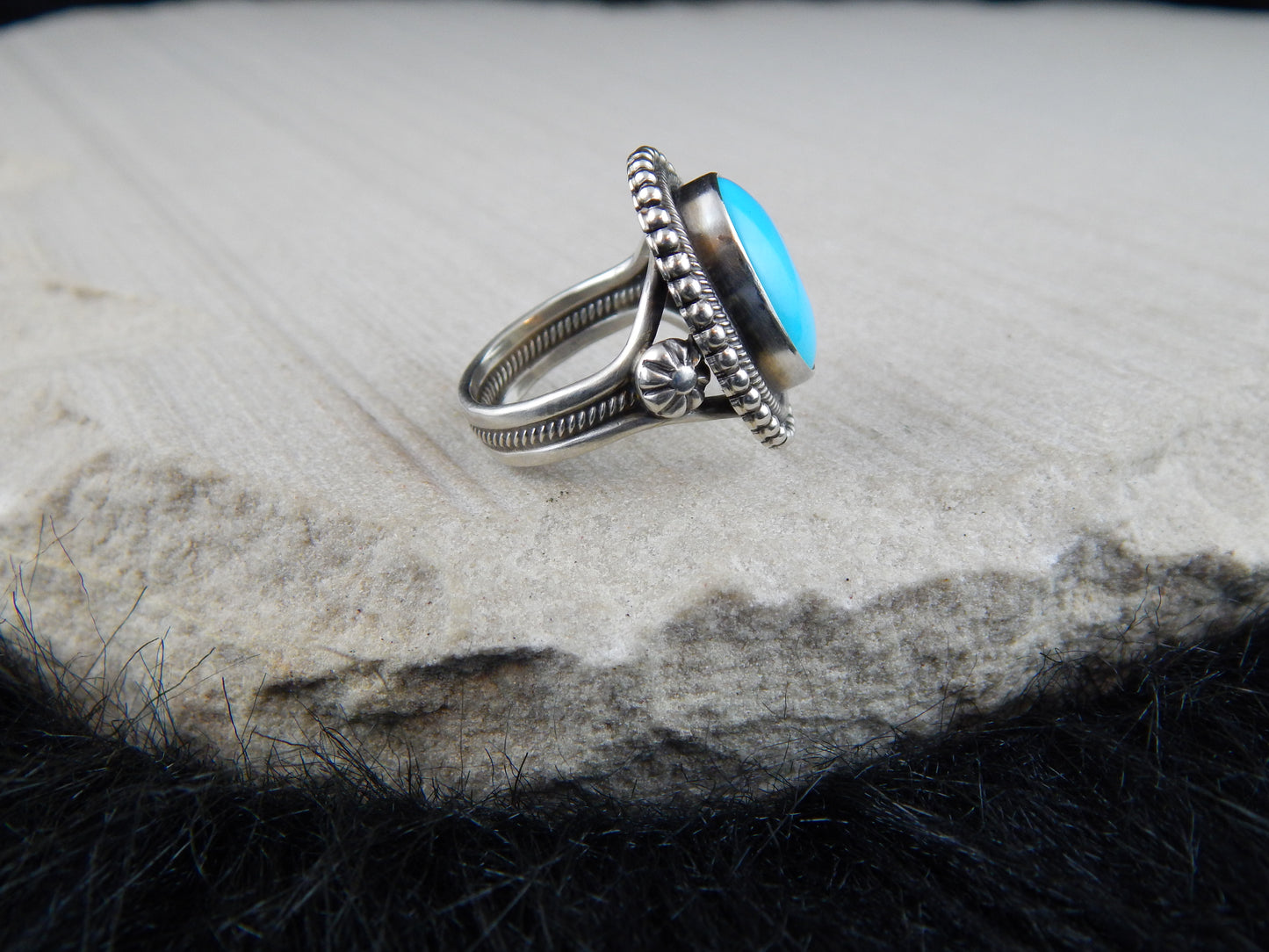 Navajo Turquoise & Sterling Silver Ring - Gloria Begay - High Lonesome Trading