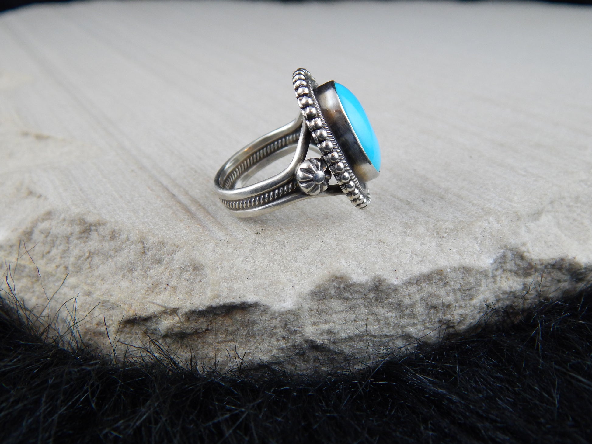 Navajo Turquoise & Sterling Silver Ring - Gloria Begay - High Lonesome Trading