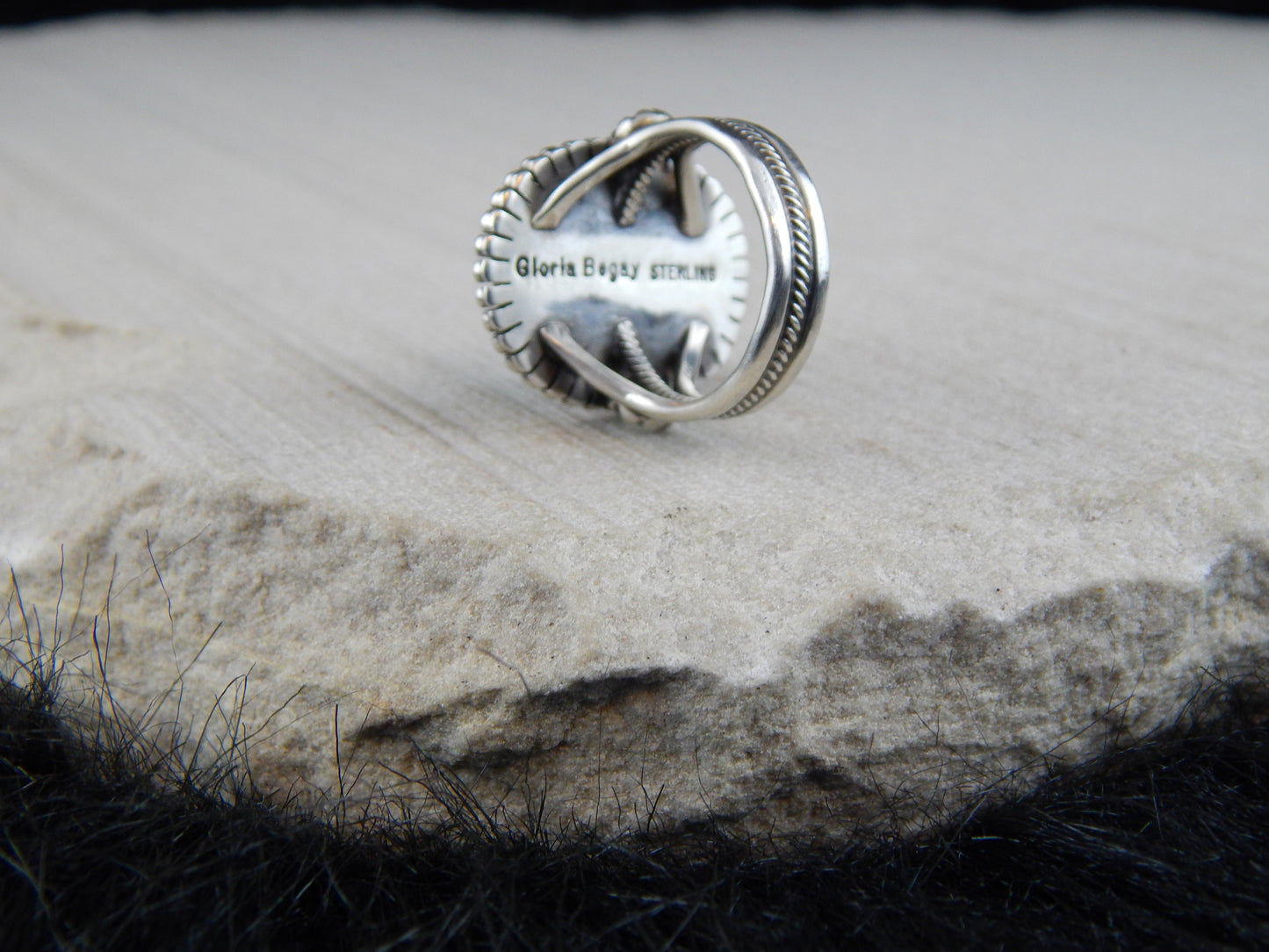 Navajo Turquoise & Sterling Silver Ring - Gloria Begay - High Lonesome Trading