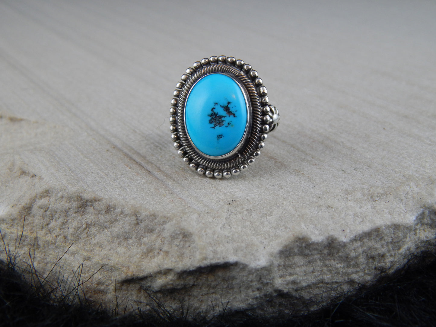 Navajo Turquoise & Sterling Silver Ring - Gloria Begay - High Lonesome Trading