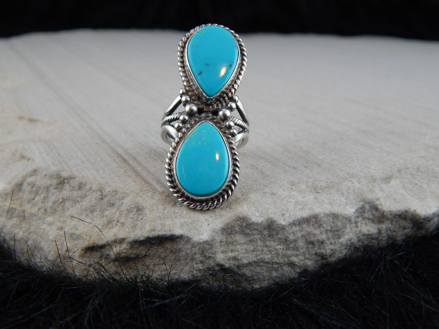 Navajo Turquoise & Sterling Silver Ring - Gloria Begay - High Lonesome Trading