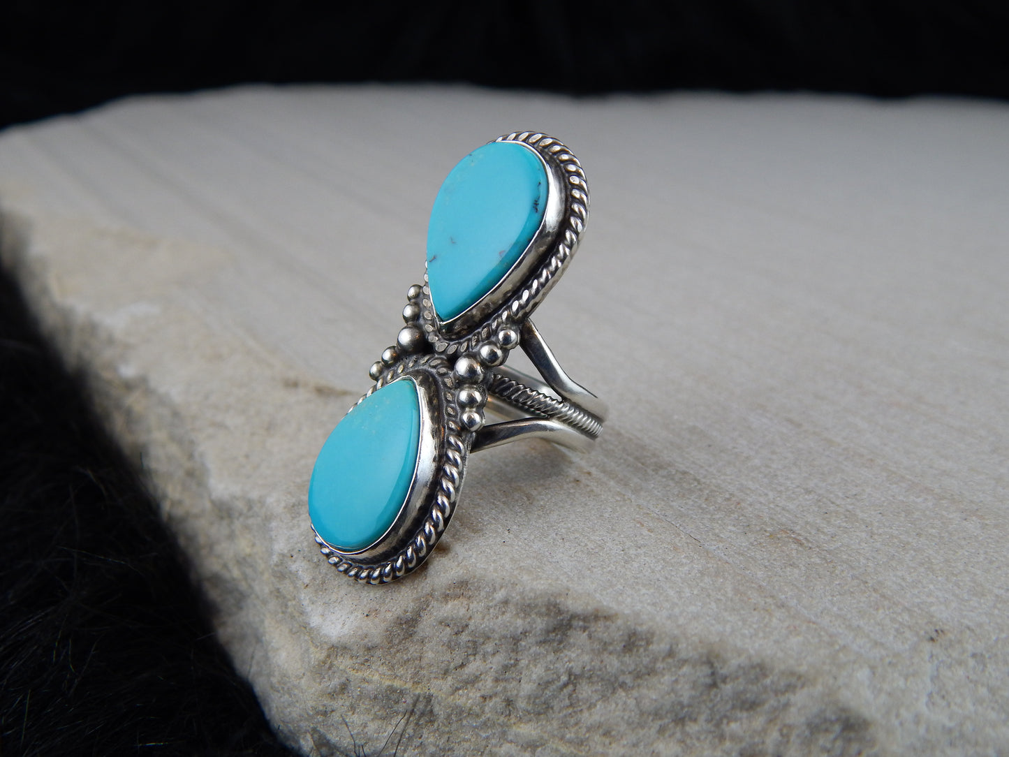 Navajo Turquoise & Sterling Silver Ring - Gloria Begay - High Lonesome Trading
