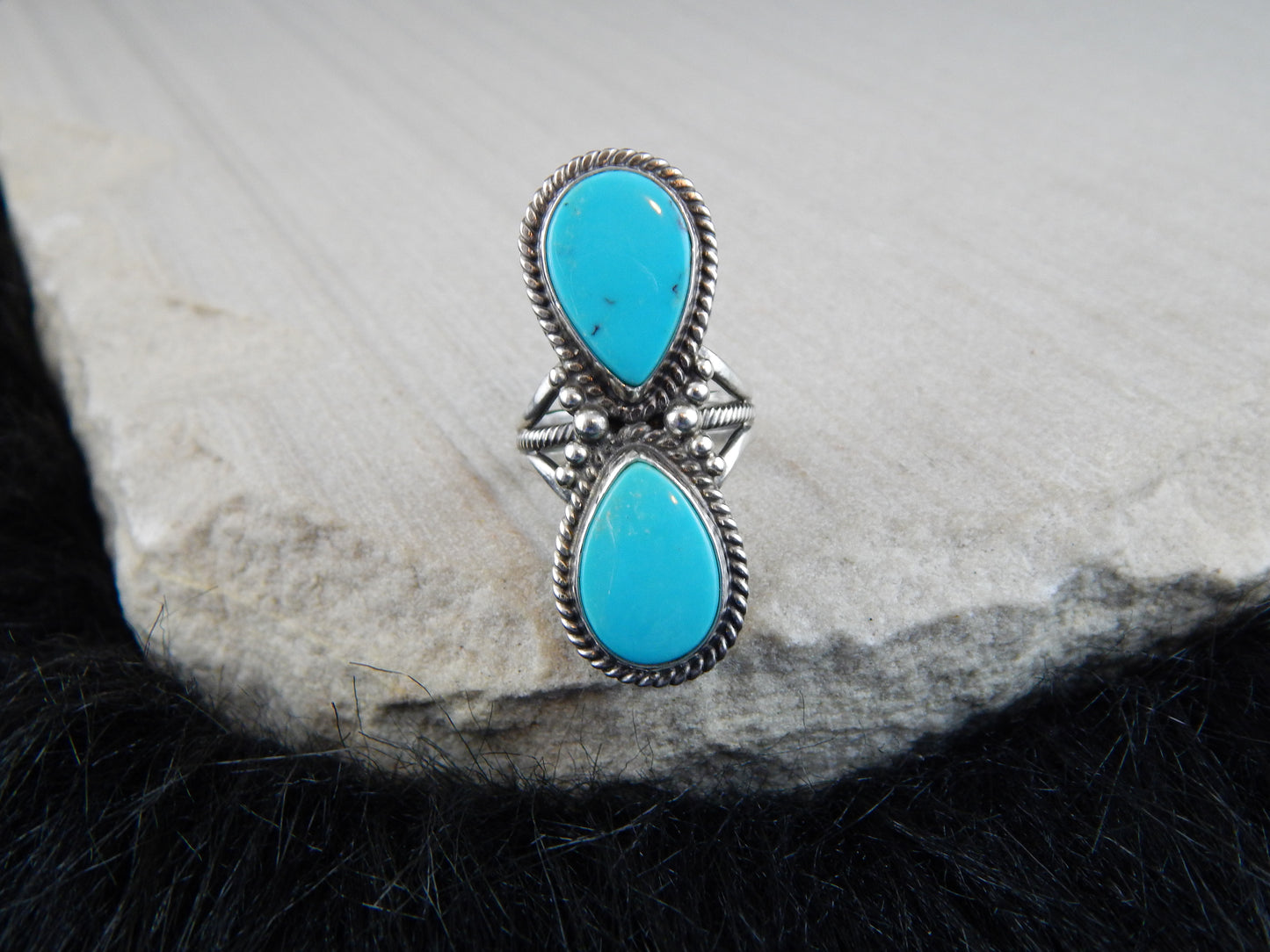 Navajo Turquoise & Sterling Silver Ring - Gloria Begay - High Lonesome Trading