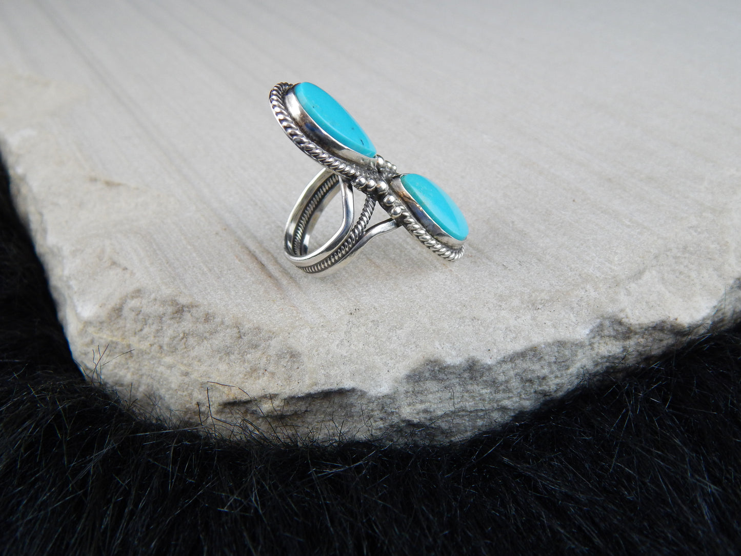 Navajo Turquoise & Sterling Silver Ring - Gloria Begay - High Lonesome Trading
