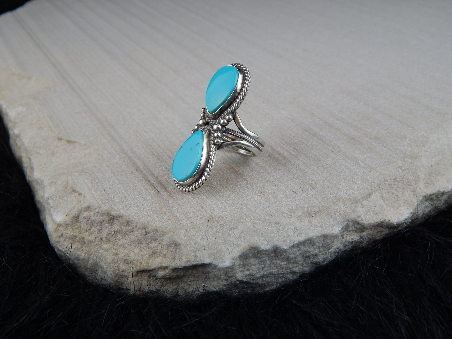 Navajo Turquoise & Sterling Silver Ring - Gloria Begay - High Lonesome Trading