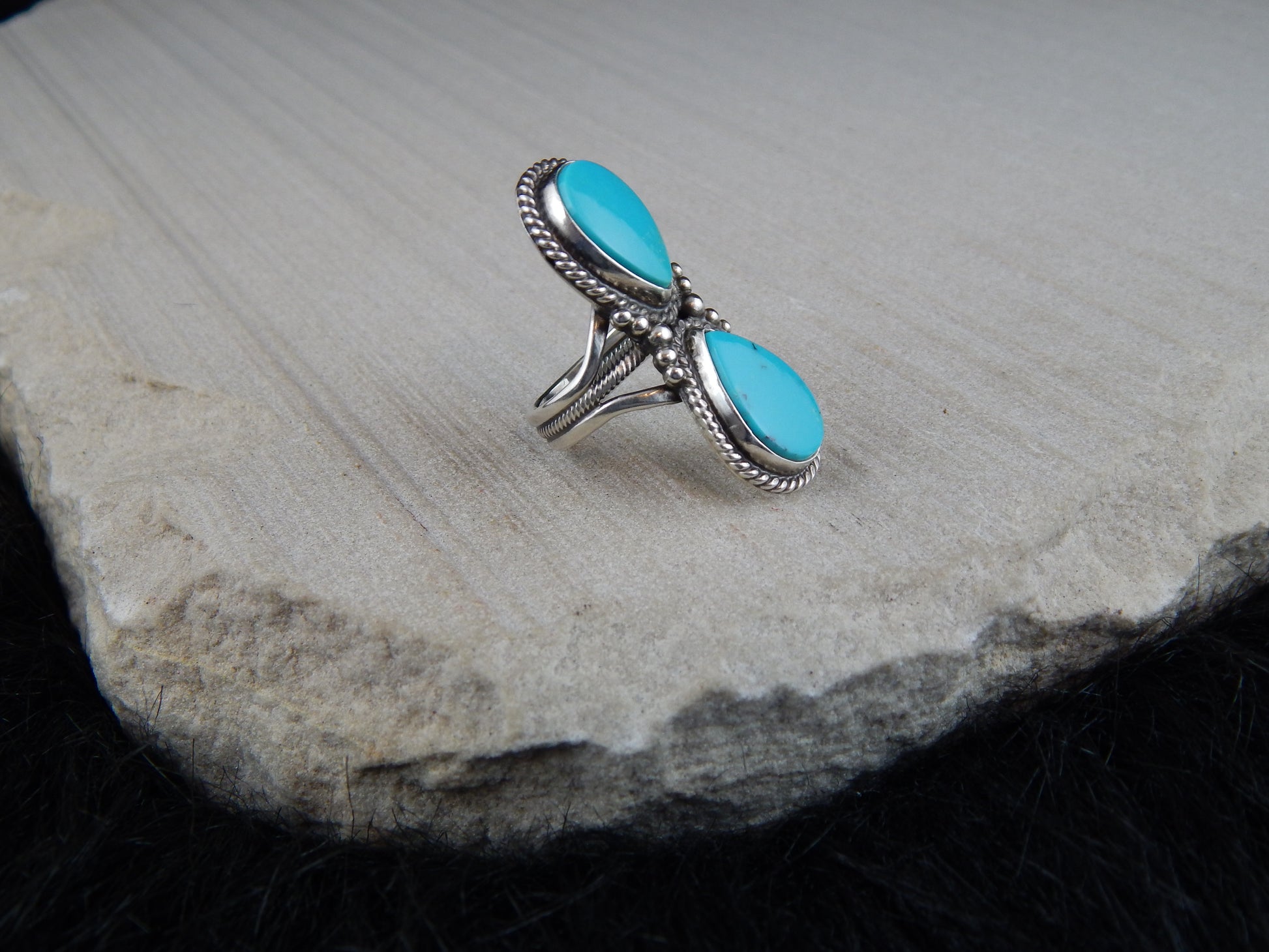 Navajo Turquoise & Sterling Silver Ring - Gloria Begay - High Lonesome Trading