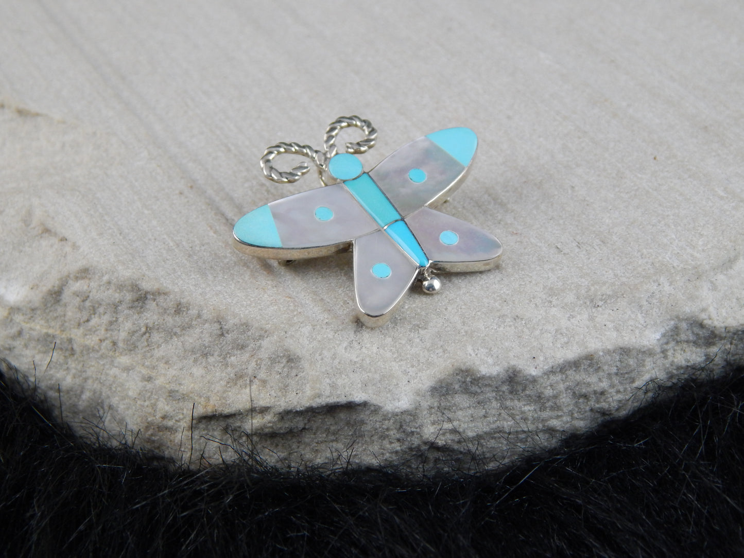 Zuni Sterling Silver & Turquoise Pendant & Pin - Leavus Ahiyite - High Lonesome Trading