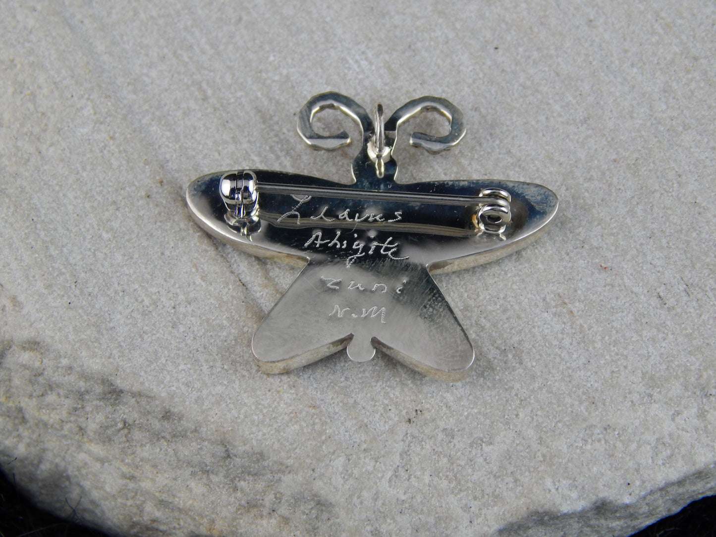 Zuni Sterling Silver & Turquoise Pendant & Pin - Leavus Ahiyite - High Lonesome Trading