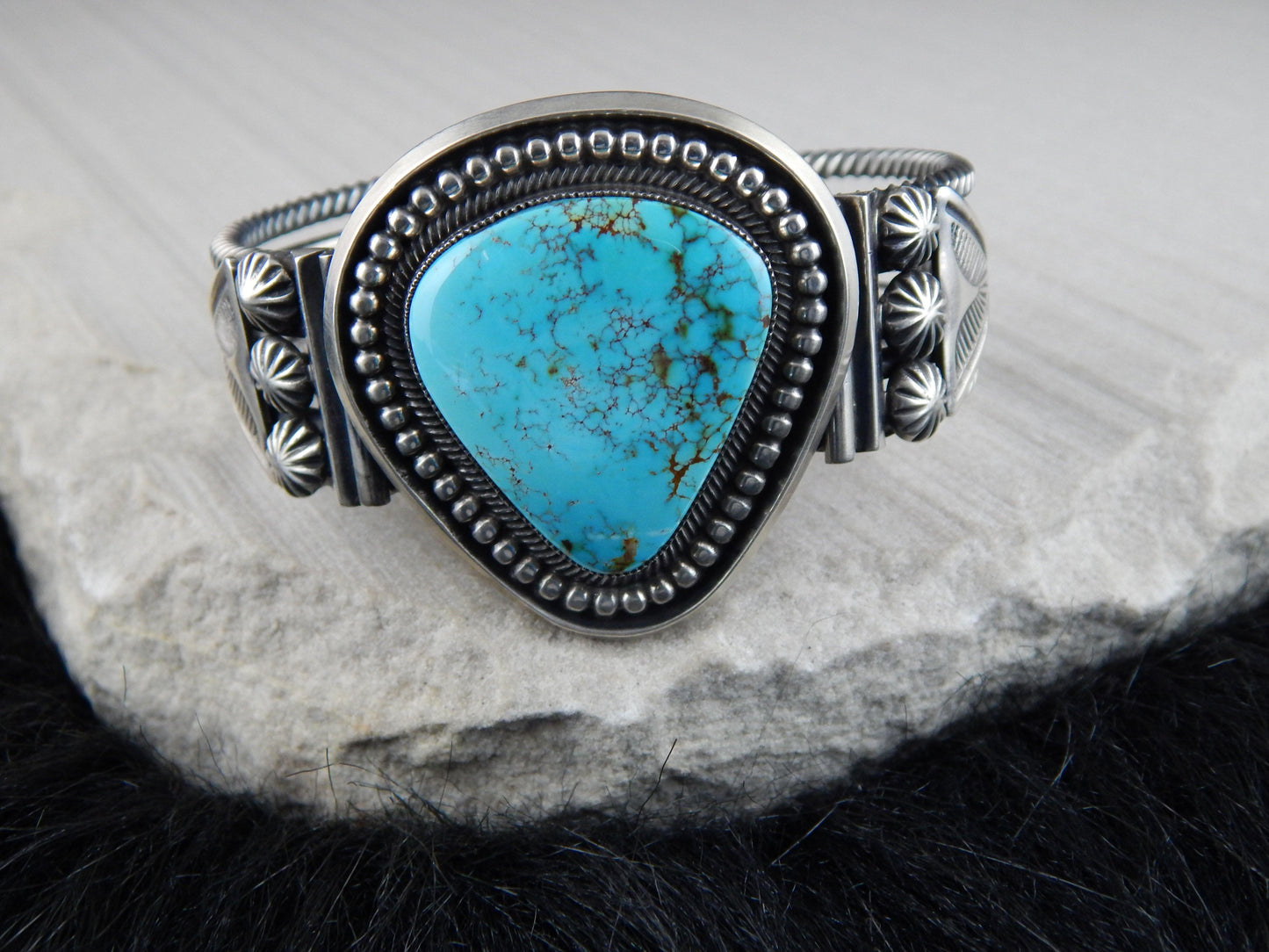 Navajo Turquoise & Sterling Silver Bracelet - Leon Martinez - High Lonesome Trading