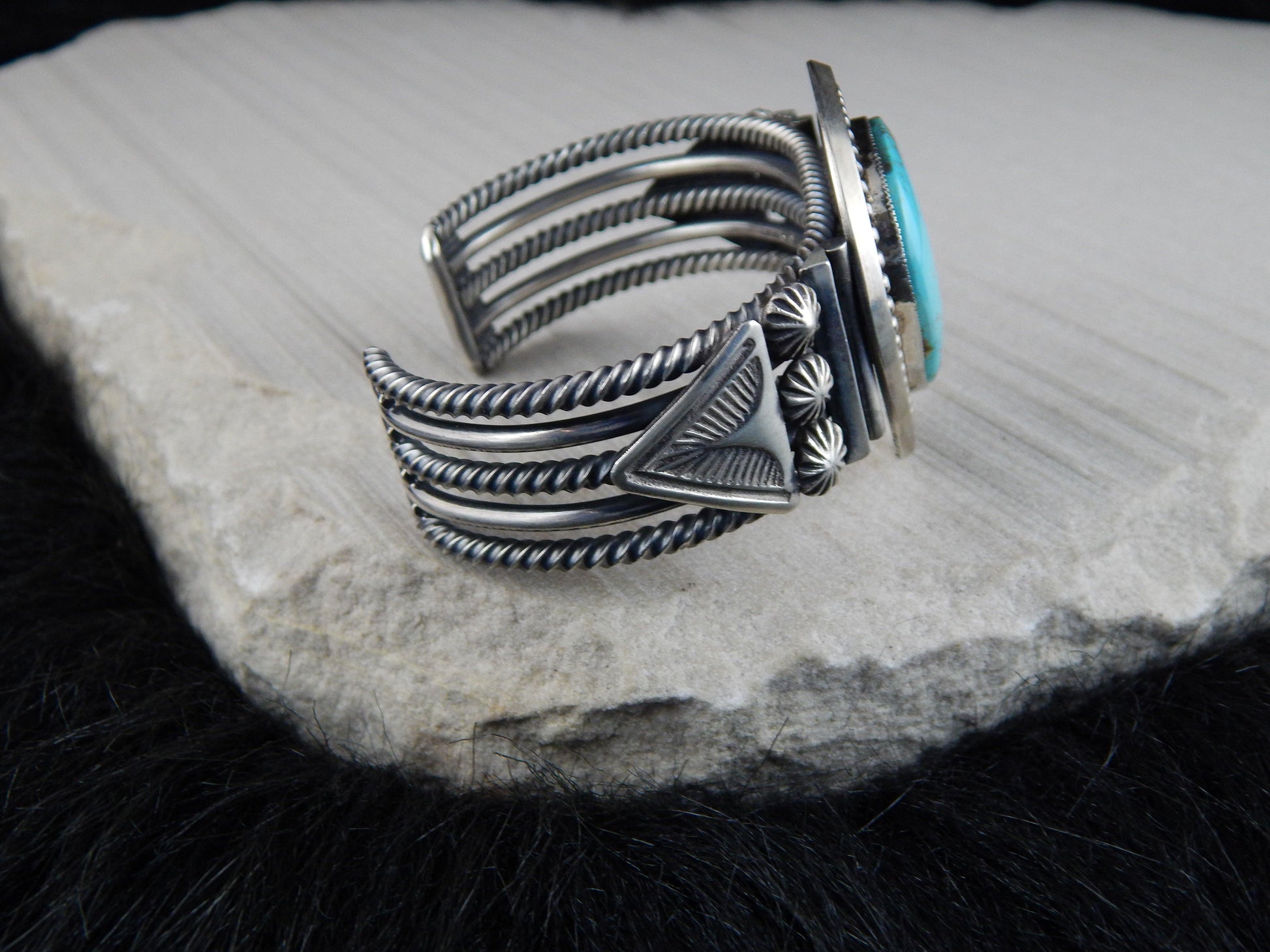 Navajo Turquoise & Sterling Silver Bracelet - Leon Martinez - High Lonesome Trading