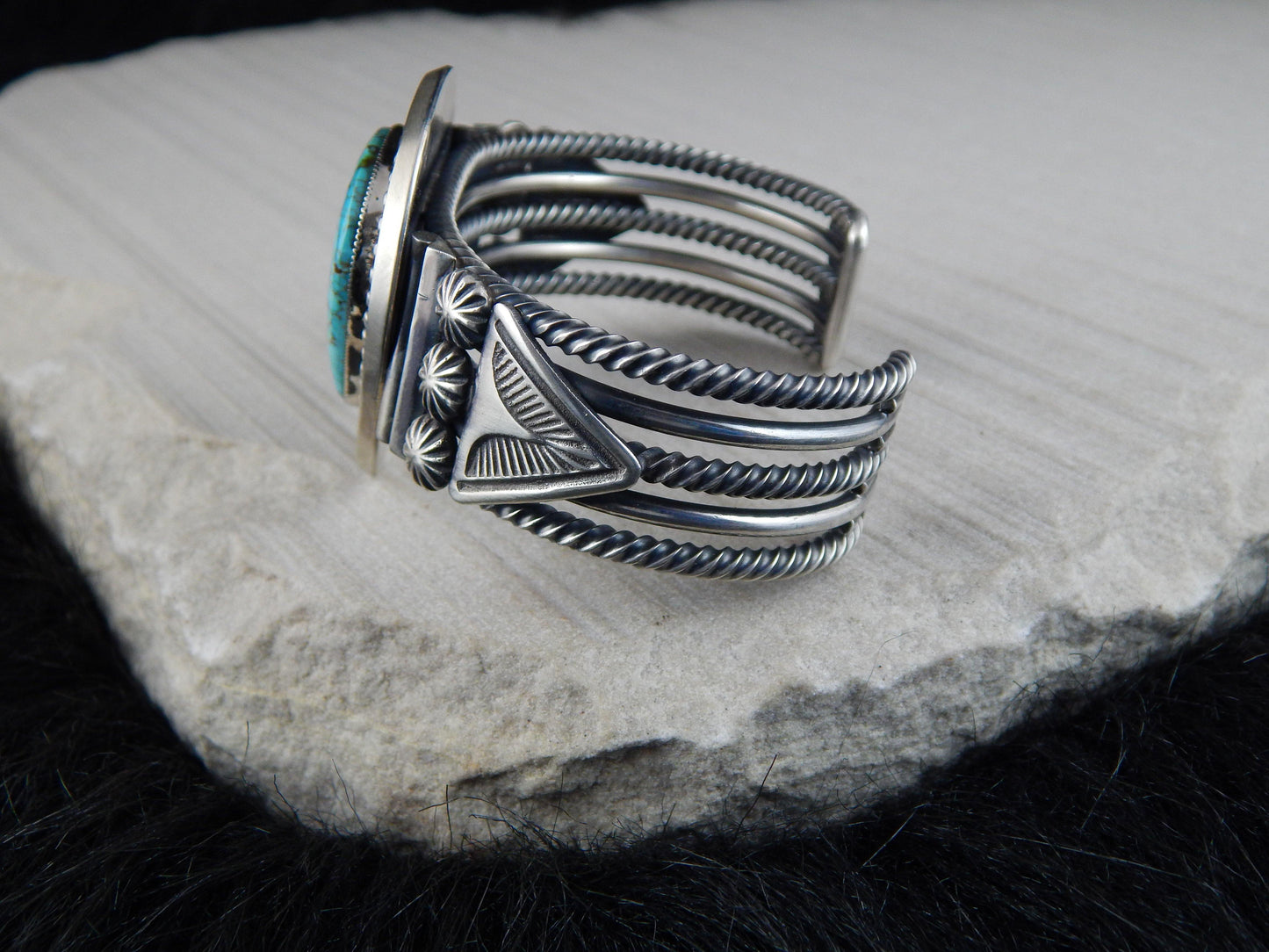 Navajo Turquoise & Sterling Silver Bracelet - Leon Martinez - High Lonesome Trading