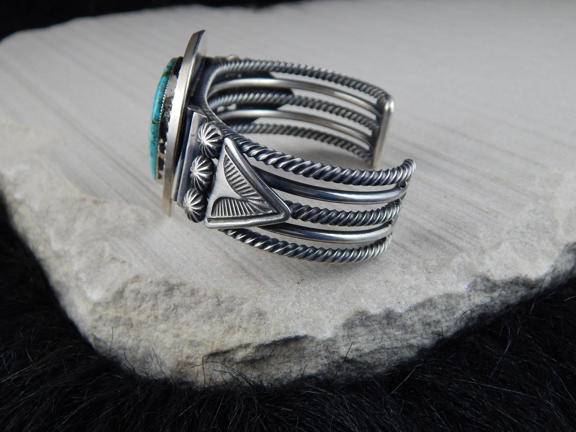 Navajo Turquoise & Sterling Silver Bracelet - Leon Martinez - High Lonesome Trading