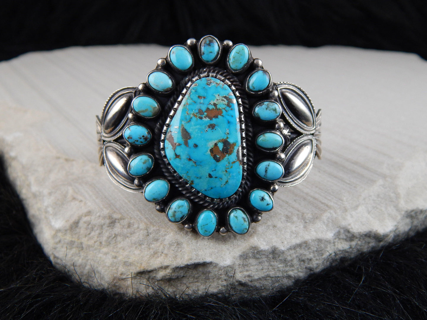 Navajo Sterling Silver & Turquoise Bracelet - Leon Martinez - High Lonesome Trading