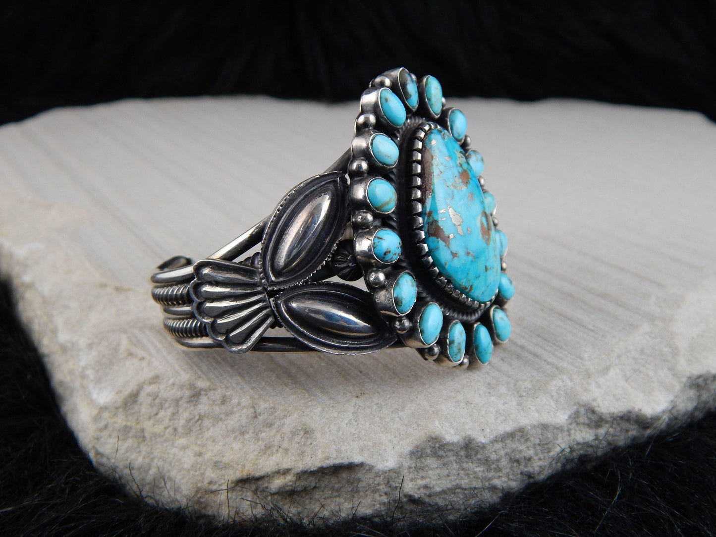 Navajo Sterling Silver & Turquoise Bracelet - Leon Martinez - High Lonesome Trading
