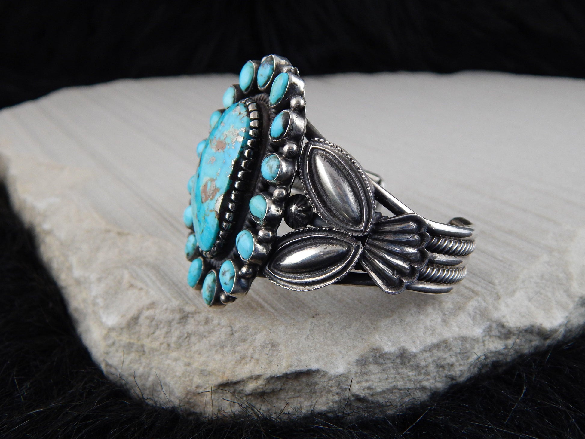Navajo Sterling Silver & Turquoise Bracelet - Leon Martinez - High Lonesome Trading