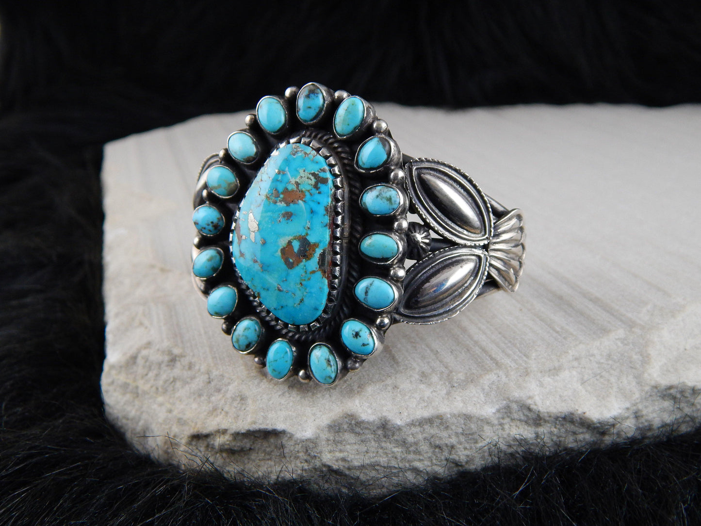 Navajo Sterling Silver & Turquoise Bracelet - Leon Martinez - High Lonesome Trading