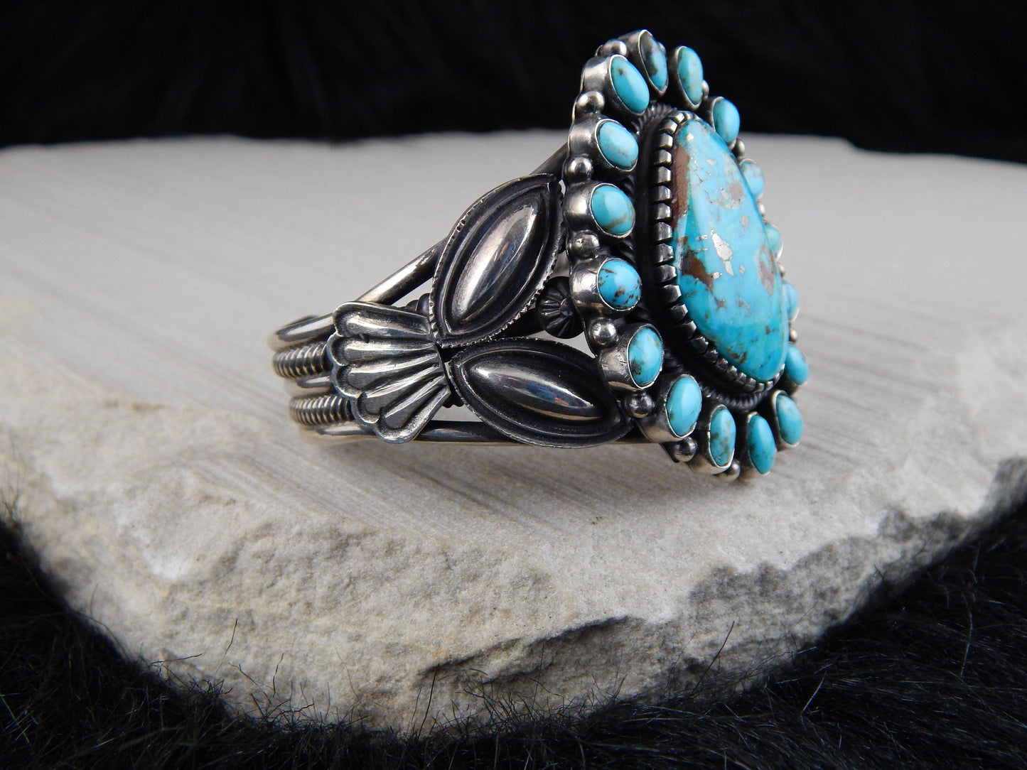 Navajo Sterling Silver & Turquoise Bracelet - Leon Martinez - High Lonesome Trading