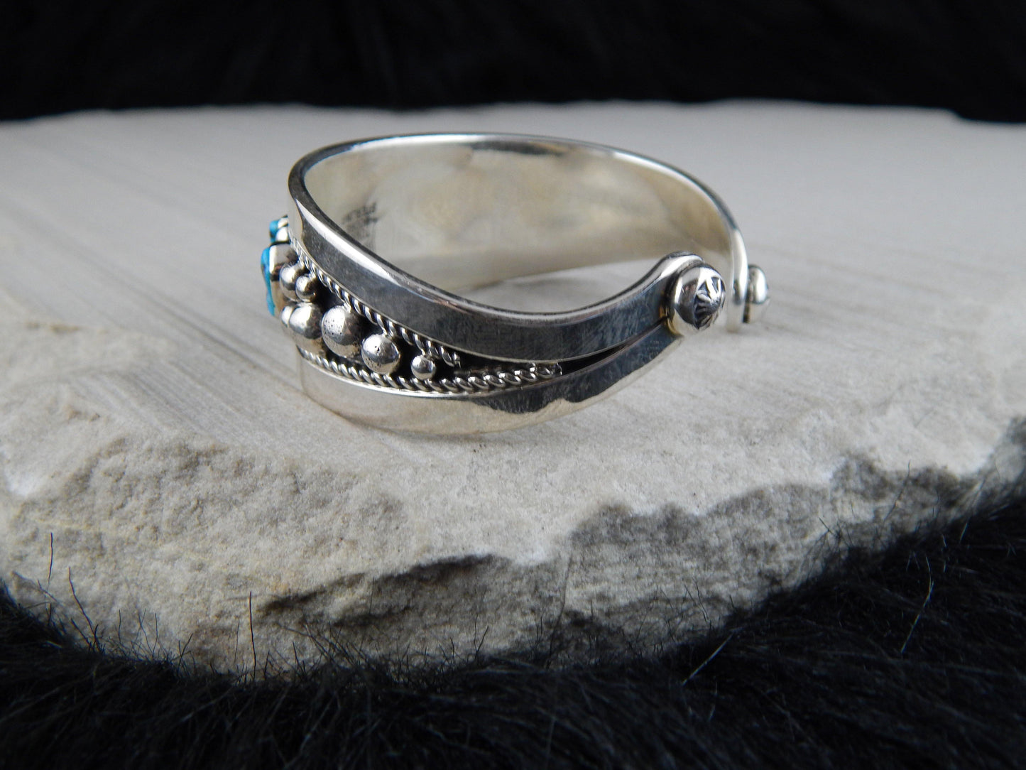Navajo Sterling Silver & Turquoise Bracelet -Tommy Moore - High Lonesome Trading