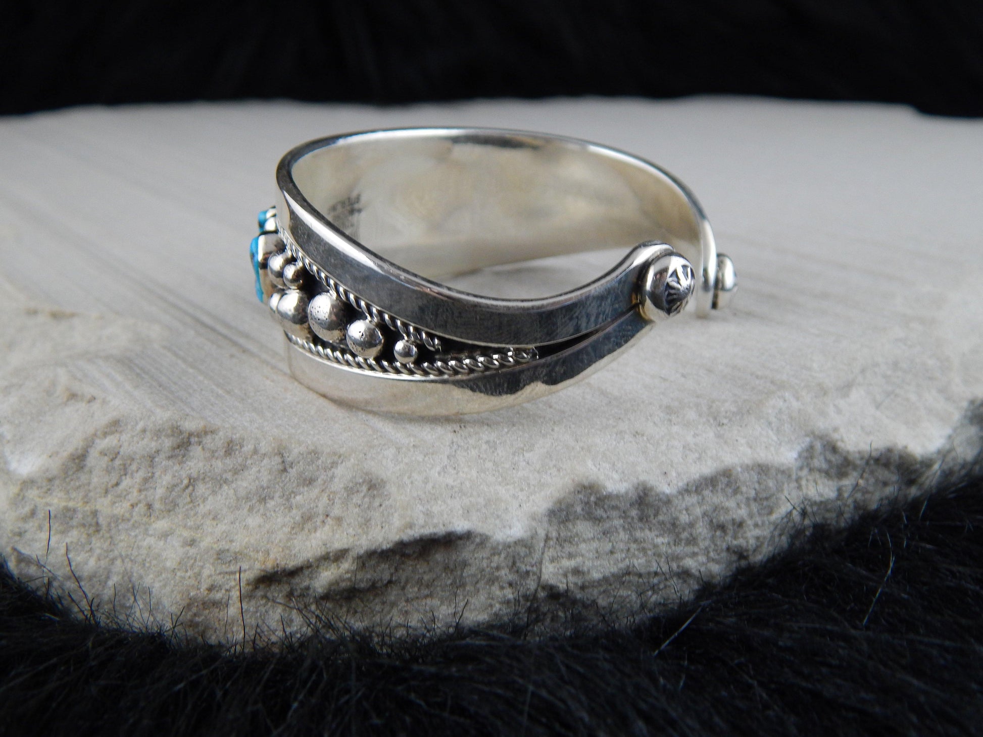 Navajo Sterling Silver & Turquoise Bracelet -Tommy Moore - High Lonesome Trading