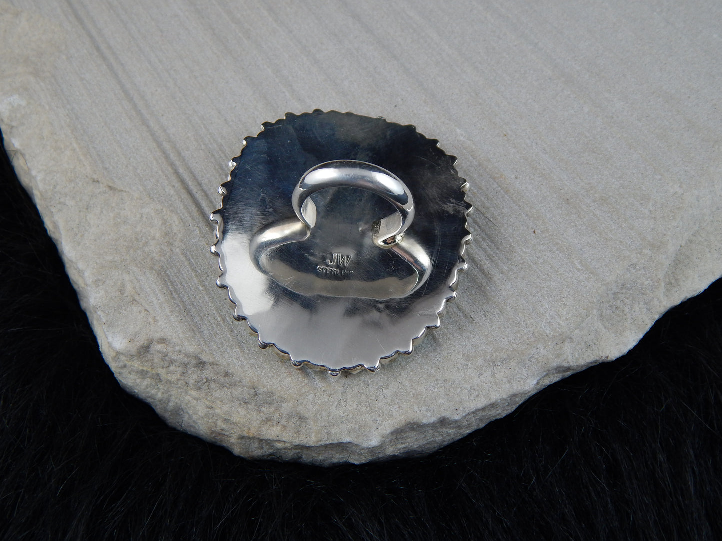 Turquoise & Sterling Silver Ring - Justina Wilson - Navajo - Size 8 - High Lonesome Trading