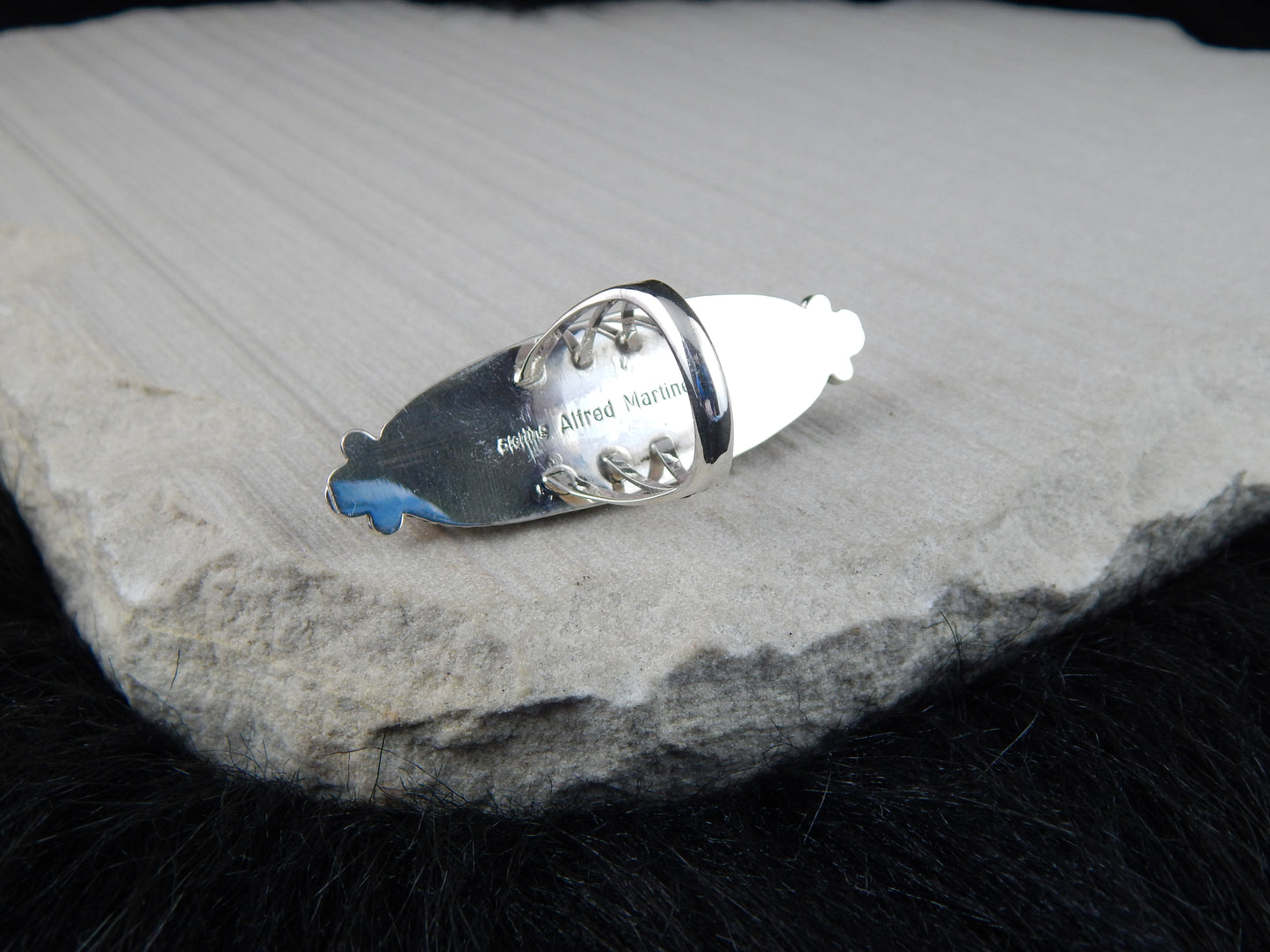 Navajo Onyx and Sterling Silver Ring - Alfred Martinez - High Lonesome Trading