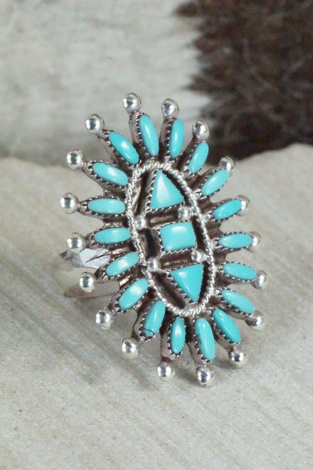 Turquoise & Sterling Silver Ring - Evonne Hustito - Size 6 - High Lonesome Trading