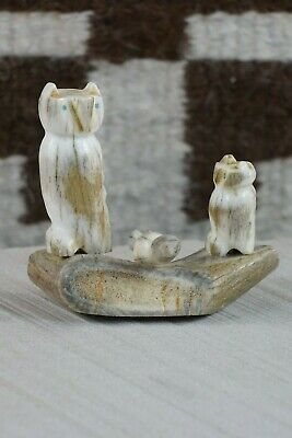Owl and Fox Zuni Fetish Carving - Marvelita Phillips - High Lonesome Trading