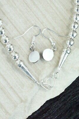 Turquoise & Sterling Silver Squash Blossom and Earrings - Phil Garcia
