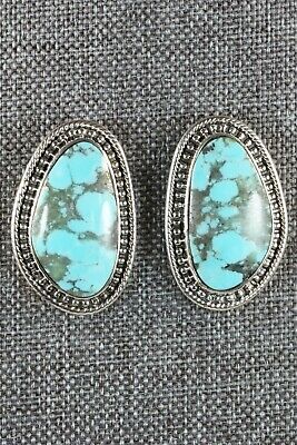Turquoise & Sterling Silver Earrings - Raymond Delgarito - High Lonesome Trading