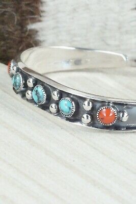 Turquoise, Coral & Sterling Silver Bracelet - Paul Largo
