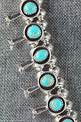 Turquoise & Sterling Silver Squash Blossom & Earrings - Phil Garcia