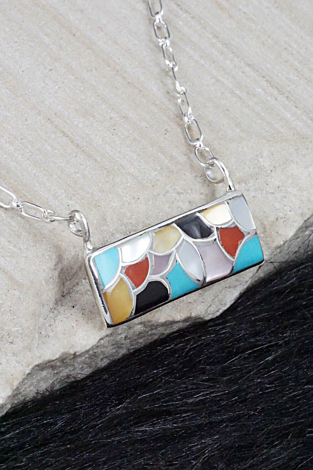 Multi Stone & Sterling Silver Necklace - Orena Leekya