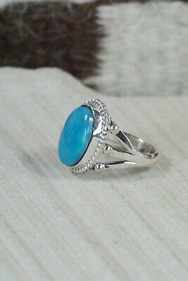 Navajo Turquoise & Sterling Silver Ring - Genevieve Frank - Size 7.5