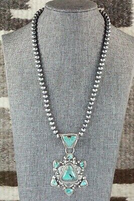 Turquoise and Sterling Silver Pendant & Necklace - Tom Lewis