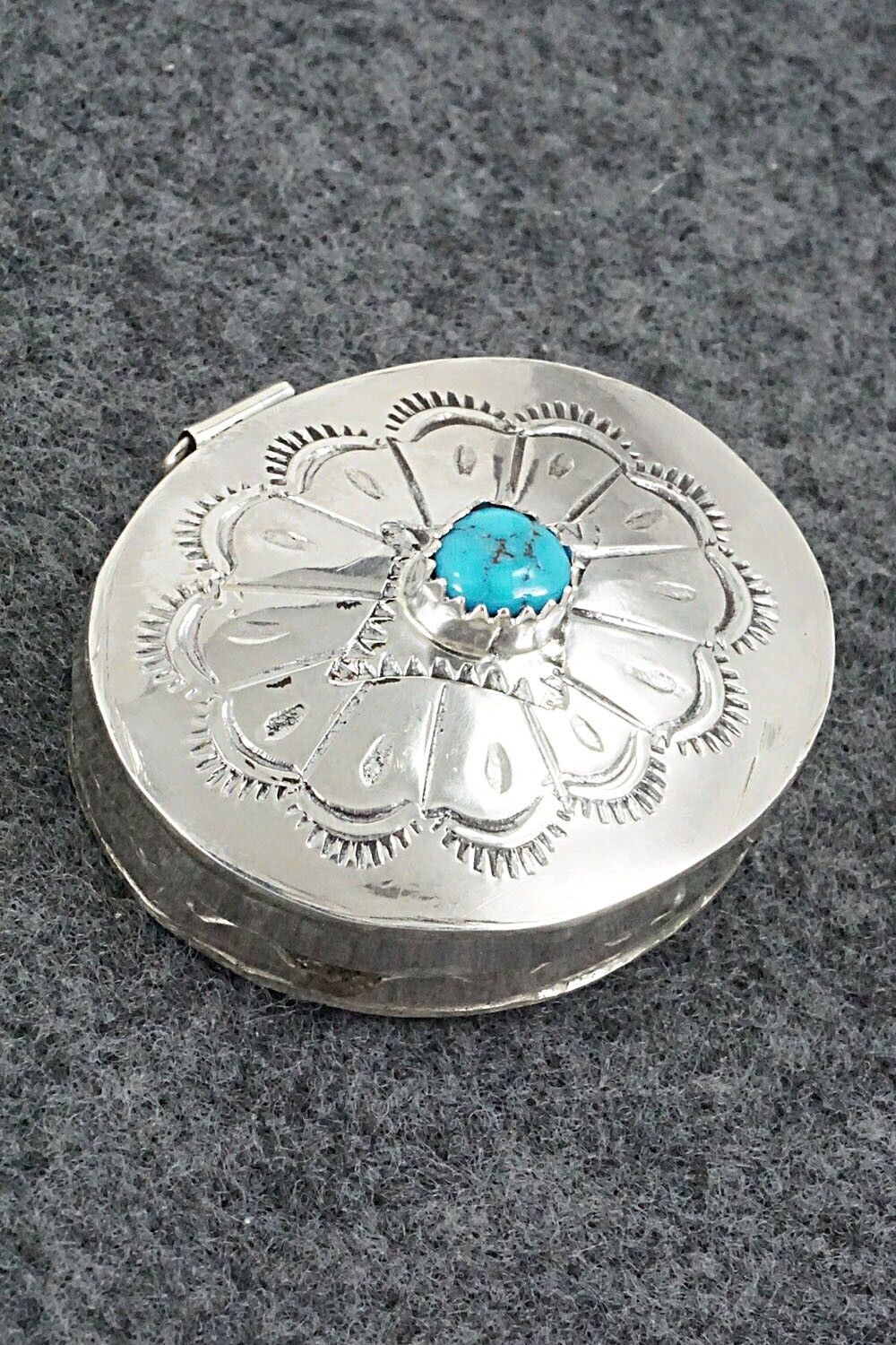 Turquoise & Sterling Silver Pill Box - Elouise Curtis