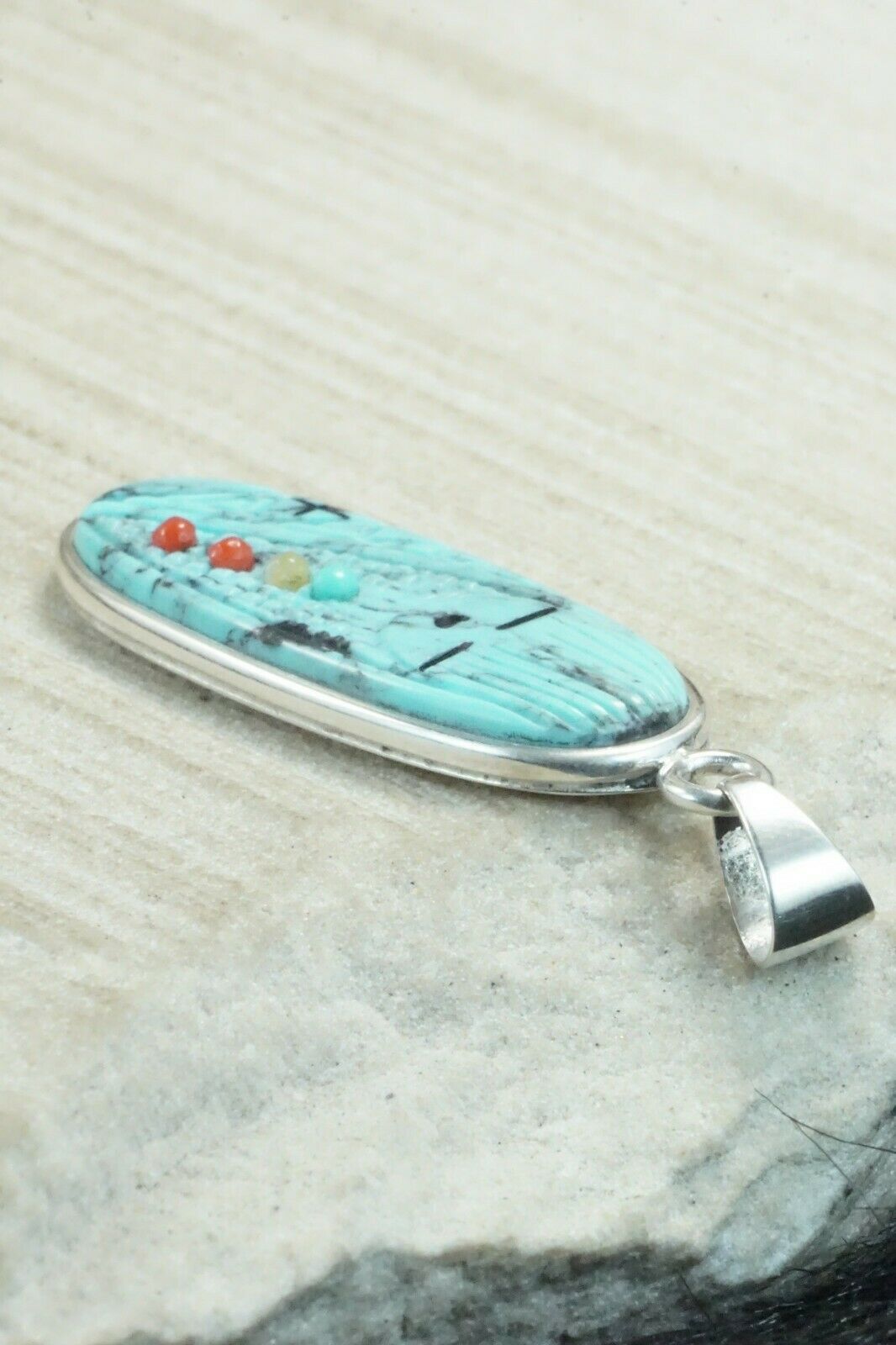 Turquoise & Sterling Silver Pendant - Stuart Quandelacy