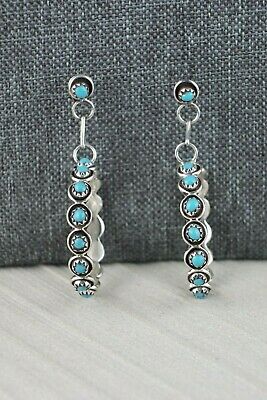 Navajo Turquoise and Sterling Silver Earrings - Florenda Lonasee - High Lonesome Trading
