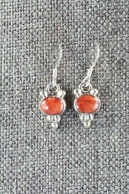 Spiny Oyster & Sterling Silver Earrings - Navajo