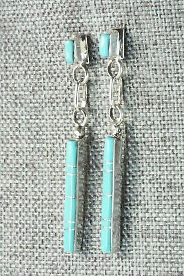 Turquoise & Sterling Silver Earrings - Roland Natachu