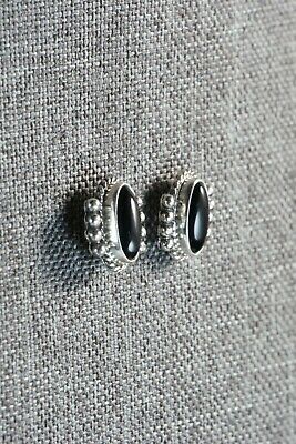 Navajo Onyx & Sterling Silver Earrings - Jan Mariano