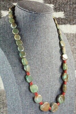 Turquoise, Coral & Sterling Silver Necklace - Navajo
