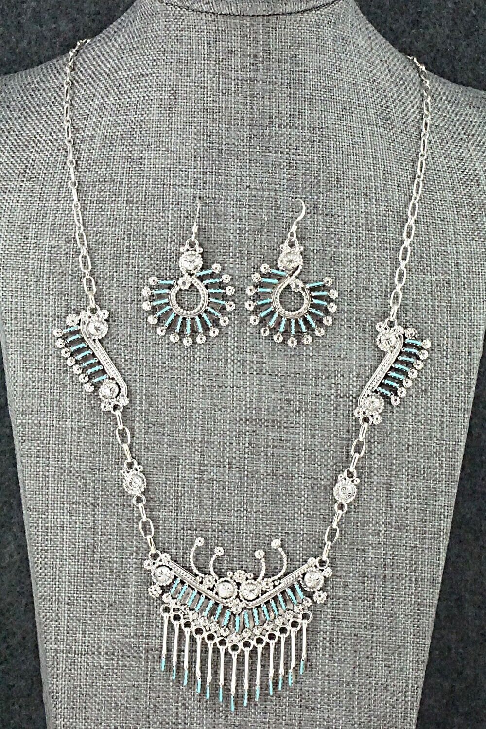 Turquoise & Sterling Silver Necklace Set - Kevin Leekity
